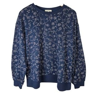 Angels‎ Forever Young Women's Floral Print Sweatshirt Navy Blue Size L